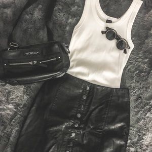 FREE PEOPLE Black Leather Mini Skirt